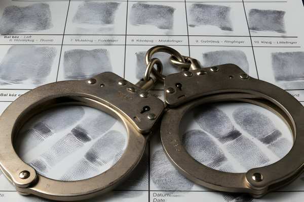 Fingerprint card and handcuffs