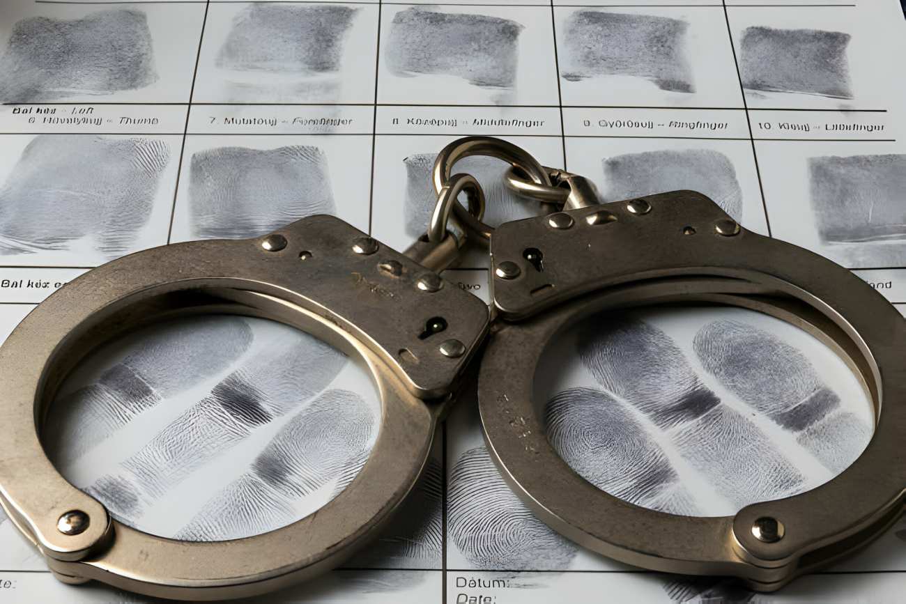 Fingerprint card and handcuffs